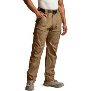 imageCQR Mens Quick Dry Work Pants Water Resistant Outdoor Tactical Pants Lightweight Stretch Cargo Hiking PantsDura Flex Pants Coyote