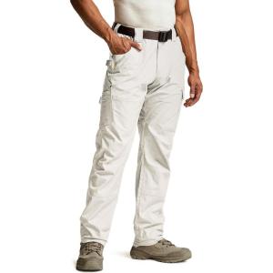 imageCQR Mens Quick Dry Work Pants Water Resistant Outdoor Tactical Pants Lightweight Stretch Cargo Hiking PantsDura Flex Pants Frosted White
