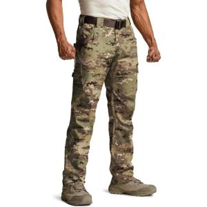 imageCQR Mens Quick Dry Work Pants Water Resistant Outdoor Tactical Pants Lightweight Stretch Cargo Hiking PantsDura Flex Utility Camo
