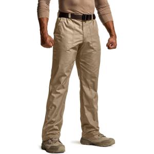 imageCQR Mens Quick Dry Work Pants Water Resistant Outdoor Tactical Pants Lightweight Stretch Cargo Hiking PantsDuratex Pants Khaki