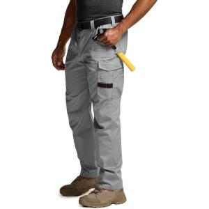 imageCQR Mens Quick Dry Work Pants Water Resistant Outdoor Tactical Pants Lightweight Stretch Cargo Hiking PantsWork Pants Stone