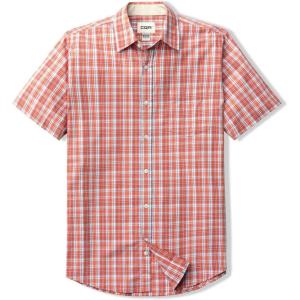 imageCQR Mens Regular Fit Short Sleeve Shirts 100 Cotton ButtonUp Casual Poplin ShirtShort Sleeve Poplin Burnt Orange