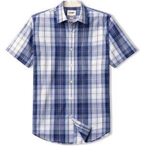 imageCQR Mens Regular Fit Short Sleeve Shirts 100 Cotton ButtonUp Casual Poplin ShirtShort Sleeve Poplin Harbor Blue