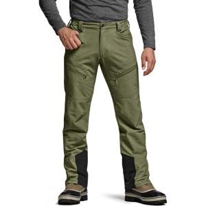 imageCQR Mens Softshell Fleece Lined Winter Hiking Pants Water Resistant Insulated Thermal Outdoor Tactical Warm Snow Ski PantsTeton Alpha Soil Green