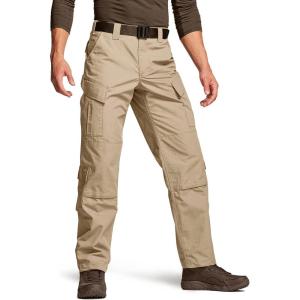 imageCQR Mens Tactical Combat Cargo Pants Water Resistant Ripstop Military Outdoor Hiking Work ApparelKhaki