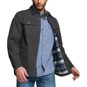 imageCQR Mens Twill All Cotton Flannel Lined Shirt Jacket Soft Brushed Outdoor Shirt JacketTwill Shirt Jacket Charcoal Pacific