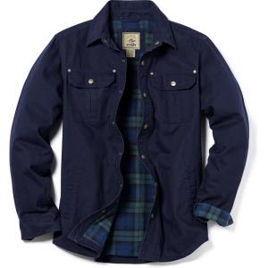 imageCQR Mens Twill All Cotton Flannel Lined Shirt Jacket Soft Brushed Outdoor Shirt JacketTwill Shirt Jacket Navy