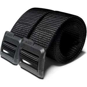 imageCQR Tactical Belt Military Style Heavy Duty Belt Webbing EDC QuickRelease Buckle2pack Plastic Flip Tab Black Black