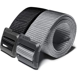 imageCQR Tactical Belt Military Style Heavy Duty Belt Webbing EDC QuickRelease Buckle2pack Plastic Flip Tab Black Grey