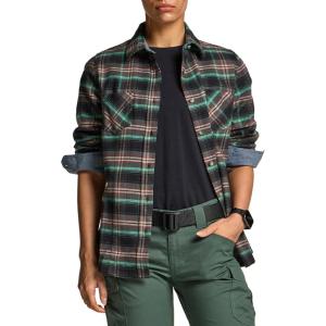 imageCQR Womens Plaid Flannel Shirt Long Sleeve AllCotton Soft Brushed Casual Button Down ShirtsFlannel Plaid Shirts Seattle Navy