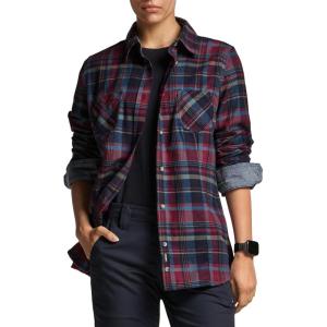 imageCQR Womens Plaid Flannel Shirt Long Sleeve AllCotton Soft Brushed Casual Button Down ShirtsFlannel Plaid Shirts Very Berry