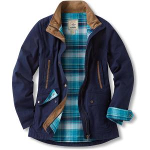 imageCQR Womens Twill All Cotton Flannel Shirt Jacket Soft Long Sleeve Shirts Corduroy Lined Outdoor Shirt JacketsTwill Field Jacket Navy Green