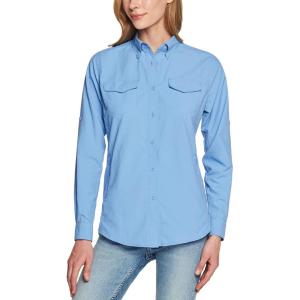 imageCQR Womens UPF 50 Long Sleeve Hiking Shirts Quick Dry Outdoor UVSun Protection Button Down ShirtsDry Fit Fishing Shirts Blue