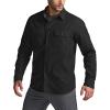 imageCQR Mens Flannel Button Down Shirts Soft Cotton Plaid Long Sleeve Tactical Work Shirt Warm Outdoor Essential with PocketStealth Black