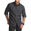 imageCQR Mens Flannel Button Down Shirts Soft Cotton Plaid Long Sleeve Tactical Work Shirt Warm Outdoor Essential with PocketStealth Charcoal