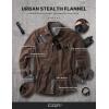 imageCQR Mens Flannel Button Down Shirts Soft Cotton Plaid Long Sleeve Tactical Work Shirt Warm Outdoor Essential with PocketStealth Dark Brown