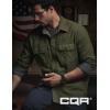 imageCQR Mens Flannel Button Down Shirts Soft Cotton Plaid Long Sleeve Tactical Work Shirt Warm Outdoor Essential with PocketStealth Hunter Green