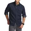 imageCQR Mens Flannel Button Down Shirts Soft Cotton Plaid Long Sleeve Tactical Work Shirt Warm Outdoor Essential with PocketStealth Navy