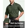 imageCQR Mens Long Sleeve Tactical Shirts Ripstop Military Work Shirts UPF 50 Breathable Button Down Outdoor Hiking ShirtCommander Hidden Zipper Olive