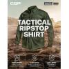 imageCQR Mens Long Sleeve Tactical Shirts Ripstop Military Work Shirts UPF 50 Breathable Button Down Outdoor Hiking ShirtCommander Hidden Zipper Olive