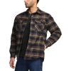 imageCQR Mens Plaid Flannel Shirt Jacket Long Sleeve Soft Warm SherpaQuilted Lined Jacket Outdoor Button UpZipFront JacketQuilted Lining Fossil Rock