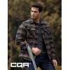imageCQR Mens Plaid Flannel Shirt Jacket Long Sleeve Soft Warm SherpaQuilted Lined Jacket Outdoor Button UpZipFront JacketQuilted Lining Fossil Rock