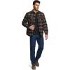 imageCQR Mens Plaid Flannel Shirt Jacket Long Sleeve Soft Warm SherpaQuilted Lined Jacket Outdoor Button UpZipFront JacketQuilted Lining Fossil Rock
