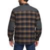 imageCQR Mens Plaid Flannel Shirt Jacket Long Sleeve Soft Warm SherpaQuilted Lined Jacket Outdoor Button UpZipFront JacketQuilted Lining Fossil Rock