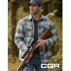 imageCQR Mens Plaid Flannel Shirt Jacket Long Sleeve Soft Warm SherpaQuilted Lined Jacket Outdoor Button UpZipFront JacketSherpa Lined Seashore