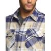 imageCQR Mens Plaid Flannel Shirt Jacket Long Sleeve Soft Warm SherpaQuilted Lined Jacket Outdoor Button UpZipFront JacketSherpa Lined Sedimentary Blue