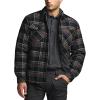 imageCQR Mens Plaid Flannel Shirt Jacket Long Sleeve Soft Warm SherpaQuilted Lined Jacket Outdoor Button UpZipFront JacketStealth Coal Miner