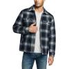 imageCQR Mens Plaid Flannel Shirt Jacket Long Sleeve Soft Warm SherpaQuilted Lined Jacket Outdoor Button UpZipFront JacketWool Jk Shark Grey Ombre