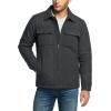 imageCQR Mens Plaid Flannel Shirt Jacket Long Sleeve Soft Warm SherpaQuilted Lined Jacket Outdoor Button UpZipFront JacketWool Jk Solid  Charcoal