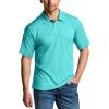 imageCQR Mens Polo Shirts Tactical Short Sleeve Golf Performance Shirts Lightweight Dry Fit UPF 50 PiqueFrost Essential Aqua Blue