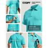 imageCQR Mens Polo Shirts Tactical Short Sleeve Golf Performance Shirts Lightweight Dry Fit UPF 50 PiqueFrost Essential Aqua Blue