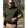 imageCQR Mens Polo Shirts Tactical Short Sleeve Golf Performance Shirts Lightweight Dry Fit UPF 50 PiqueFrost Essential Army Green