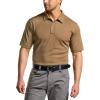 imageCQR Mens Polo Shirts Tactical Short Sleeve Golf Performance Shirts Lightweight Dry Fit UPF 50 PiqueFrost Essential Coyote