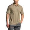imageCQR Mens Polo Shirts Tactical Short Sleeve Golf Performance Shirts Lightweight Dry Fit UPF 50 PiqueFrost Essential Khaki