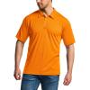 imageCQR Mens Polo Shirts Tactical Short Sleeve Golf Performance Shirts Lightweight Dry Fit UPF 50 PiqueFrost Essential Orange
