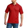 imageCQR Mens Polo Shirts Tactical Short Sleeve Golf Performance Shirts Lightweight Dry Fit UPF 50 PiqueFrost Essential Red