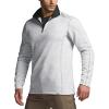 imageCQR Mens Thermal Fleece Quarter Zip Sweater Outdoor Lightweight Long Sleeve Pullover Casual Mock Neck Polo SweatersCrest Light Grey