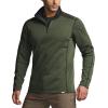 imageCQR Mens Thermal Fleece Quarter Zip Sweater Outdoor Lightweight Long Sleeve Pullover Casual Mock Neck Polo SweatersCrest Olive