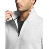 imageCQR Mens Thermal Fleece Quarter Zip Sweater Outdoor Lightweight Long Sleeve Pullover Casual Mock Neck Polo SweatersValley Light Grey