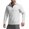 imageCQR Mens Thermal Fleece Quarter Zip Sweater Outdoor Lightweight Long Sleeve Pullover Casual Mock Neck Polo SweatersValley Light Grey