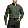 imageCQR Mens Long Sleeve Tactical Shirts Ripstop Military Work Shirts UPF 50 Breathable Button Down Outdoor Hiking ShirtCommander Hidden Zipper Olive