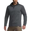 imageCQR Mens Thermal Fleece Quarter Zip Sweater Outdoor Lightweight Long Sleeve Pullover Casual Mock Neck Polo SweatersCrest Charcoal