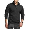 imageCQR Mens Thermal Fleece Quarter Zip Sweater Outdoor Lightweight Long Sleeve Pullover Casual Mock Neck Polo SweatersValley Heather Coal Black