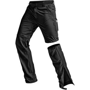 imageCQR Mens Convertible Cargo Tactical Pants Water Resistant Outdoor Hiking Pants Zip Off Lightweight Stretch Work PantsConvertible Cargo WBelt Black