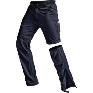 imageCQR Mens Convertible Cargo Tactical Pants Water Resistant Outdoor Hiking Pants Zip Off Lightweight Stretch Work PantsConvertible Cargo WBelt Navy