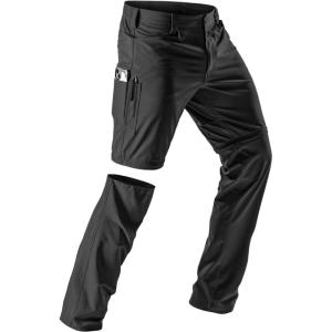 imageCQR Mens Convertible Cargo Tactical Pants Water Resistant Outdoor Hiking Pants Zip Off Lightweight Stretch Work PantsRocky Black